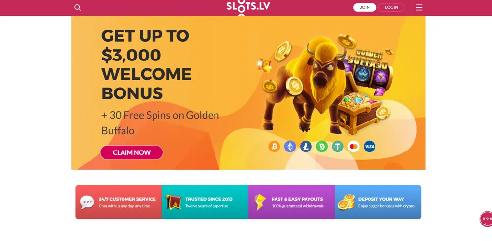 Slots.lv casino homepage